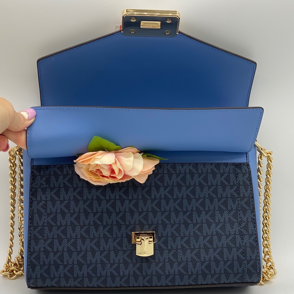 MICHAEL KORS KINSLEY MD SHOULDER FLAP FRCH BLUE MT - Picture 10 of 16